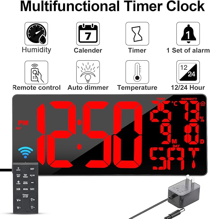 18" Large Digital Wall Clock - Image 7