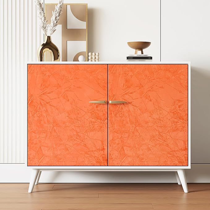 Wallercity Orange Crushed Felt Velvet Wallpaper Peel and Stick Creative Orange - Image 7