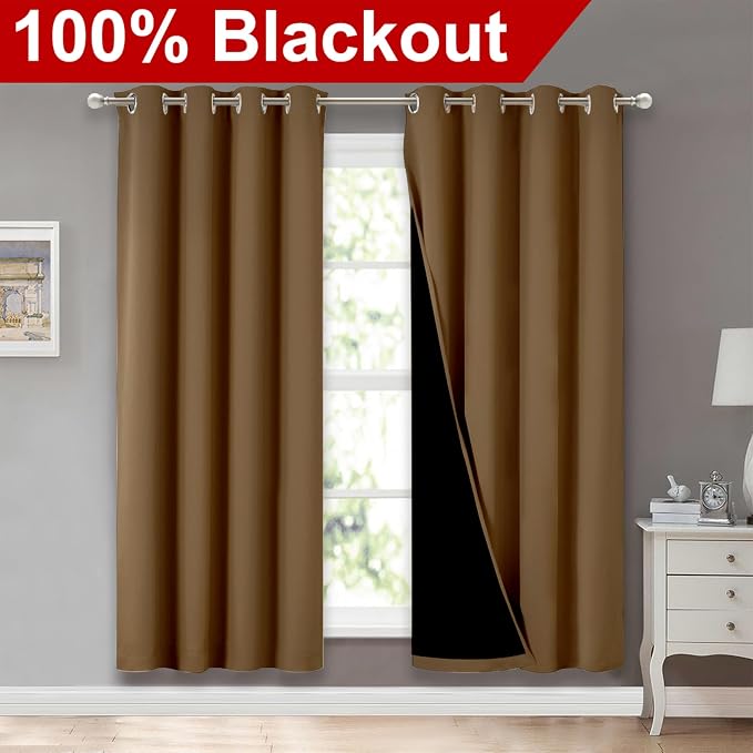 NICETOWN 100% Blackout Window Curtain Panels, 2 Pieces, 52-inch Wide Per Panel - Image 2