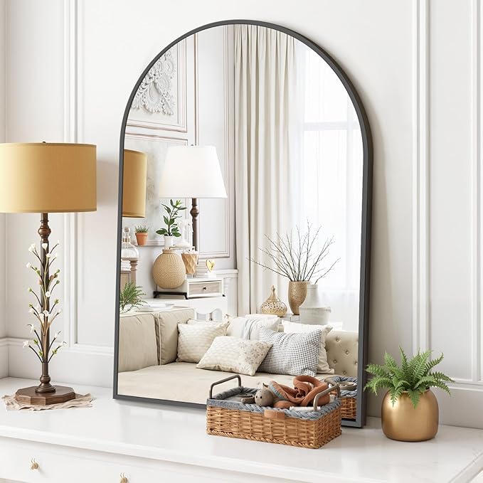 Arched Wall Mirror 36x24 Inch Black Bathroom Vanity Mirror - Image 2