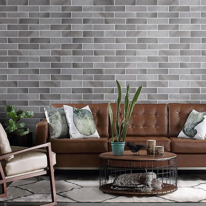 100 Vintage Grey Faux Brick Wall Tiles, 3D Thin Brick Veneers - Image 2