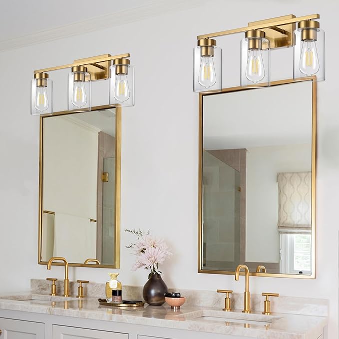 3-Light Bathroom Vanity Light, Modern Brushed Gold Wall Lights - Image 8