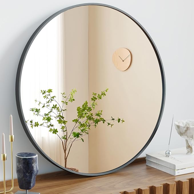 NEWBULIG Round Bathroom Mirror for Over Sink, 30 Inch Wall Mount Vanity Circle by NEWBULIG