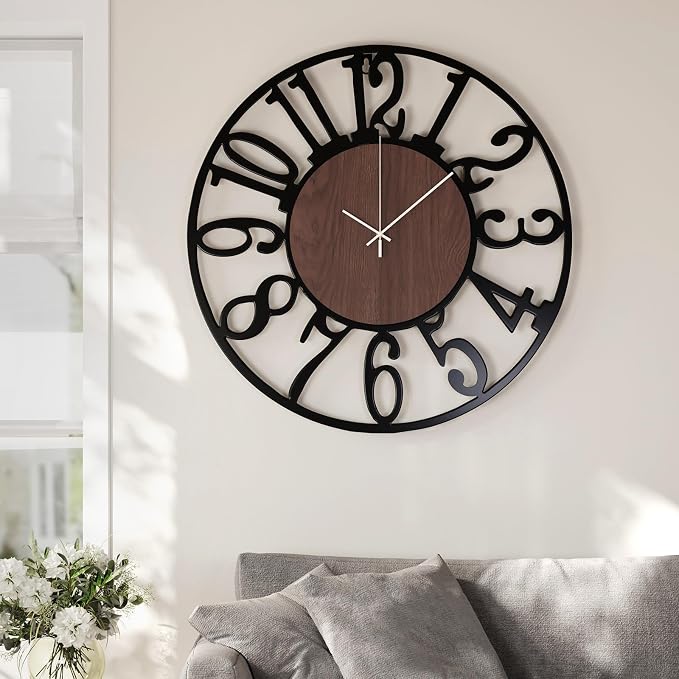 Cuspin 30 Inch Large Wall Clock, Silent Non Ticking Battery Operated Arabic - Image 3