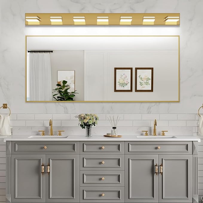 SineRise LED Modern Bathroom Vanity Light Fixtures, Brass Modern Acrylic - Image 8