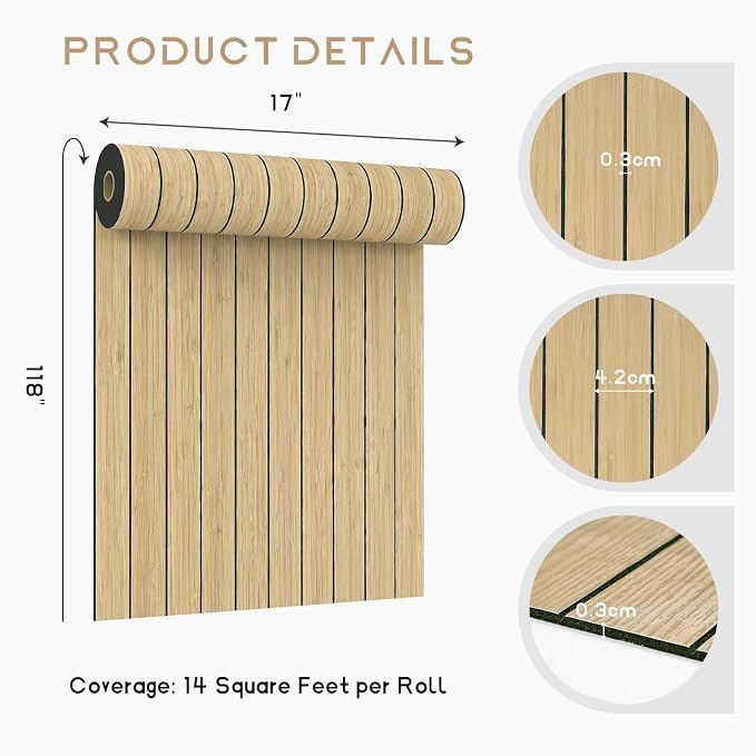 VEELIKE Tan Birch Slat Wall Panels Peel and Stick 3D Wood Grain Wall Panel - Image 9