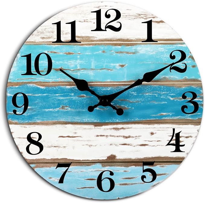 CHYLIN Wall Clock Beach Decor 12 Inch Coastal Nautical Ocean Clocks - Image 2