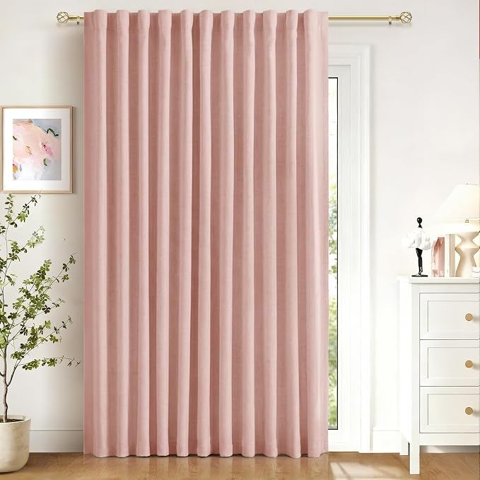 100% Blackout Shield Linen Blackout Sliding Door Curtains by 100BlackoutShield