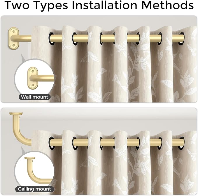 Curtain Rods 36-120 Inch, 1 Inch Adjustable Long Heavy Duty Room Darkening - Image 4