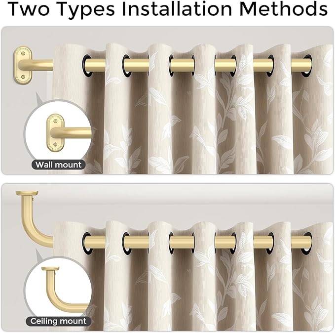 Curtain Rods 32-46 Inch, 1 Inch Adjustable Heavy Duty Room Darkening Window - Image 4