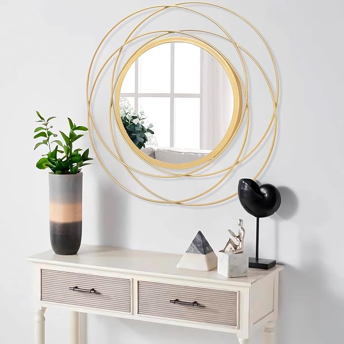 Gold Circle Mirror Wall Decorative Metal Wall Mirror, Art Small Round Wall Home - Image 5