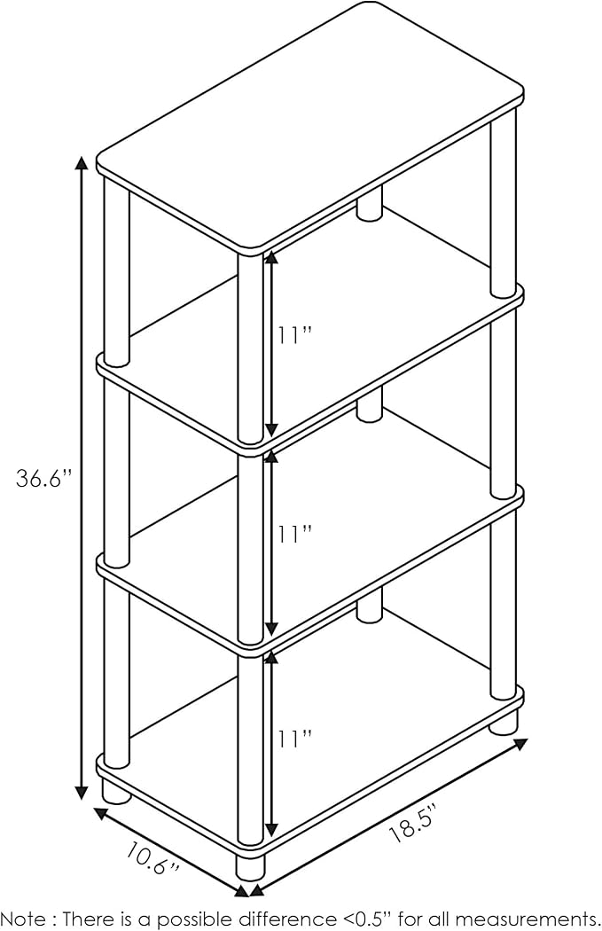 Furinno Turn-N-Tube No Tool 4-Tier Storage Shelf, French Oak Grey/Black - Image 2