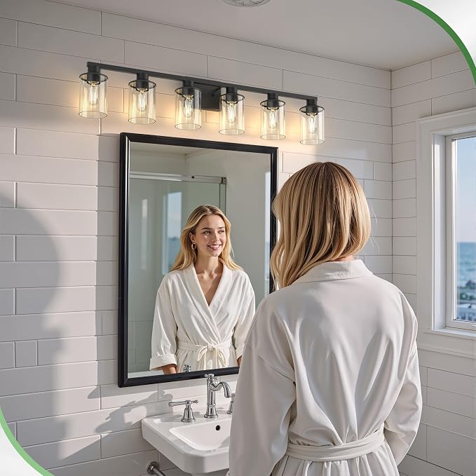 DORESshop Bathroom Light Fixtures, 6-Light Matte Black Bathroom Lighting - Image 6