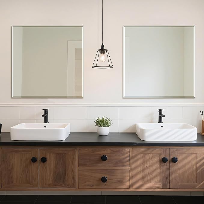 Ruomeng Frameless Mirror for Wall, 30x30 Inch Bathroom Vanity Mirror Farmhouse - Image 3