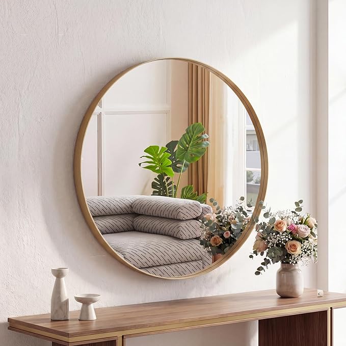 DUMOS 24-Inch Round Wall Mirror, Bathroom Wall Circle Mirror by DumosLifestyle