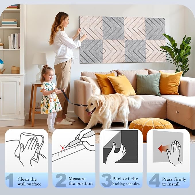 12Pack Acoustic Wall Panels, Self-Adhesive Sound Proof Foam Panels - Image 7
