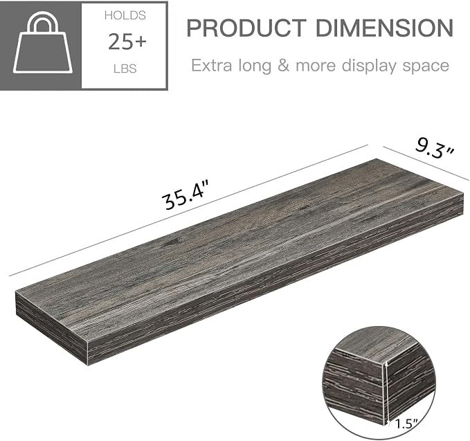QEEIG Floating Shelves for Wall 35.4" Long - Image 3