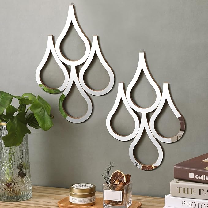 Weysat 2 Pieces Teardrop Wall Mirror Hanging Wall Mounted Decorative Accent by Weysat