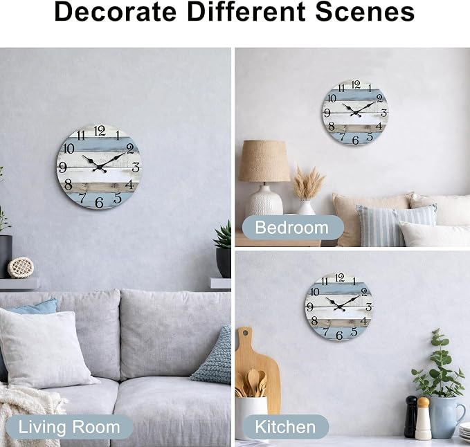 JoFomp 6 Inch Wooden Wall Clocks Battery Operated, Silent Wall Clock Non Ticking - Image 4