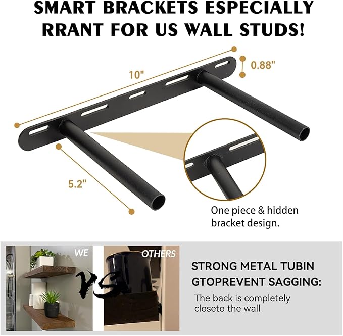 BGMG Wood Floating Shelves for Wall 18 inch Set of 2, Rustic Wooden Wall Mount - Image 3