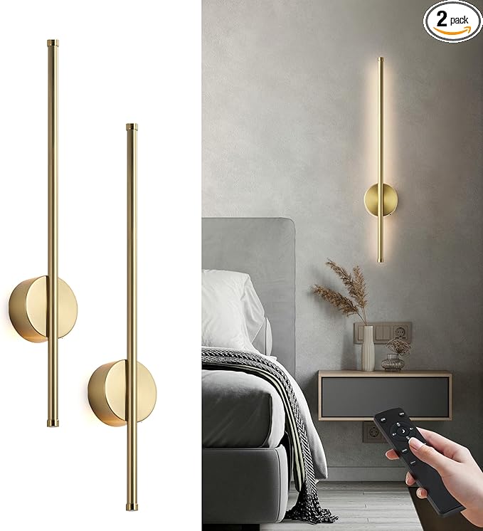 Battery Operated Modern Wall Sconces, Dimmable Wireless Wall Light Set of Two by KARTOOSH