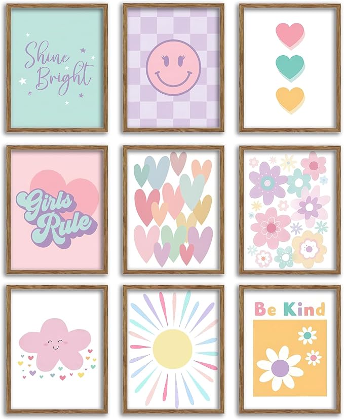 tgguytiy 9 Pcs Girls Room Wall Art Set, Cute Inspirational Nursery Decor by Unknown