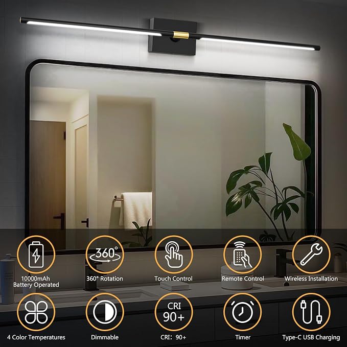 1 Pack Battery Operated Wall Sconce - 10000mAh Wireless Sconce Rechargeable - Image 4