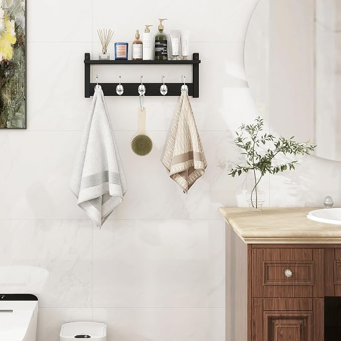 Homode Wall Coat Rack With Shelf, Wood Entryway Hanger With Hooks, Small - Image 3