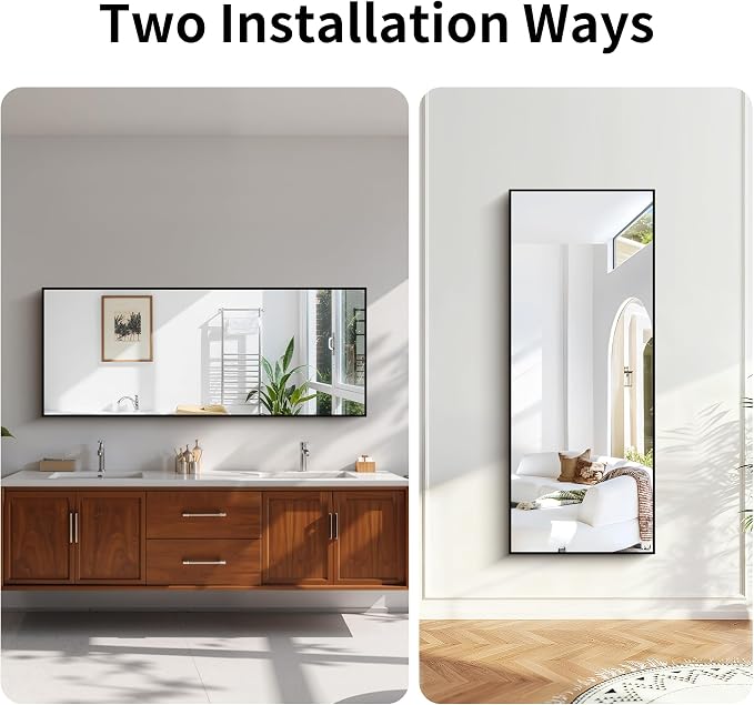 KOCUUY Black Bathroom Mirrors, Oversized Wall Mirror Black Metal Framed Decor - Image 8