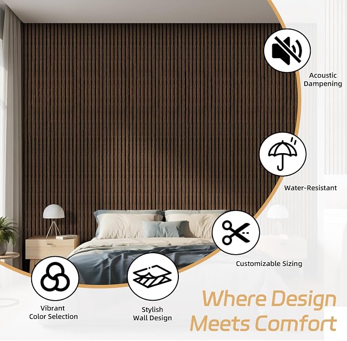2 Pack Wood Panels for Wall, 106.3" × 11" Wood Slat Acoustic Panels for Wall - Image 9