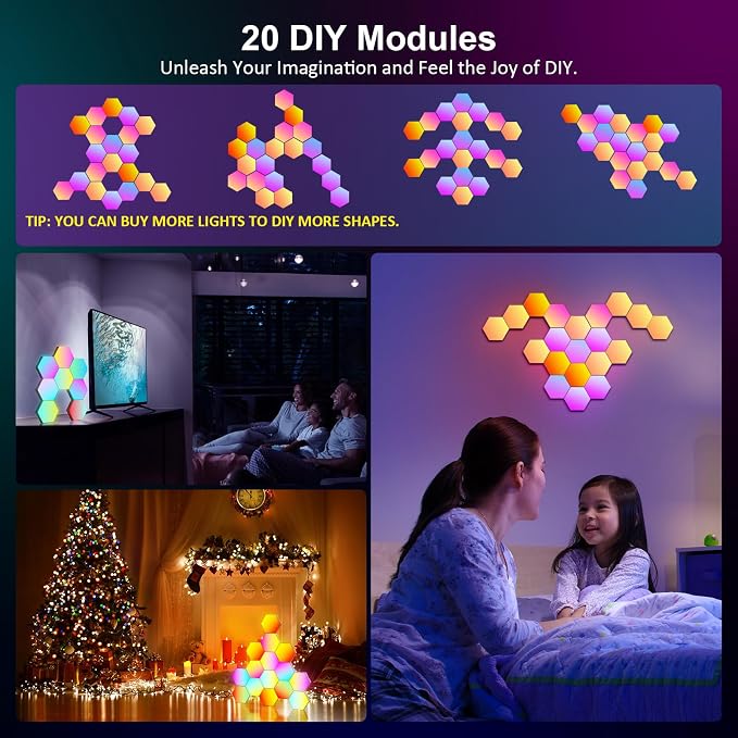 OJQ 20 Pack Hexagon Lights Wall RGB Panel - Image 3