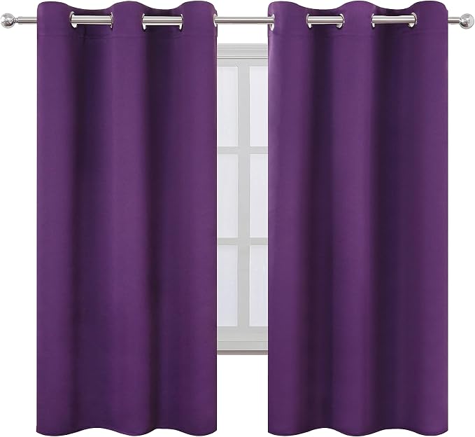 LEMOMO Purple Blackout Curtains/42 x 63 Inch/Set of Two Panels Grommet Bedroom - Image 2