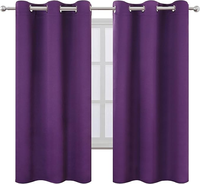 LEMOMO Purple Blackout Curtains 40 x 63 Inch Length/Set of 2 Curtain - Image 2