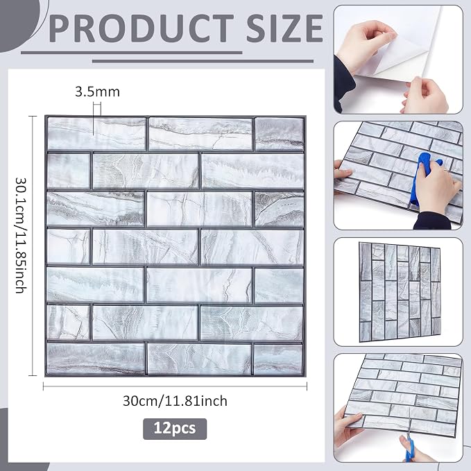 12PCS 3D Wall Panels Peel and Stick Foam Faux Brick Wall Panels, Self-Adhesive - Image 2