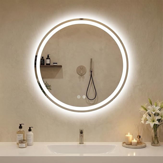 DUMOS 28 Inch Round LED Bathroom Mirror - Image 2