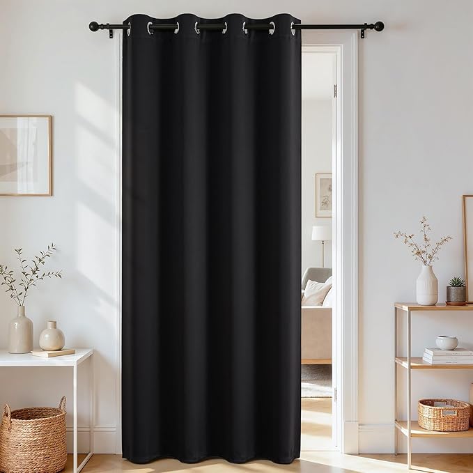 Joydeco Blackout Door Curtain for Doorway Privacy 84 Inches Long, Grommet by JOYDECO