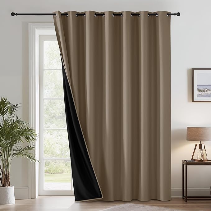 RYB HOME Extra Wide 100% Blackout Patio Door Curtain 96 inch Long, Grommet Room by RYBHOME
