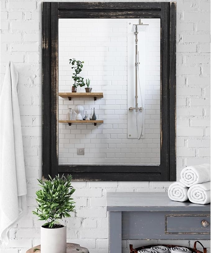 AAZZKANG Wall Mounted Mirror Small Rectangular Retro Mirrors - Image 4