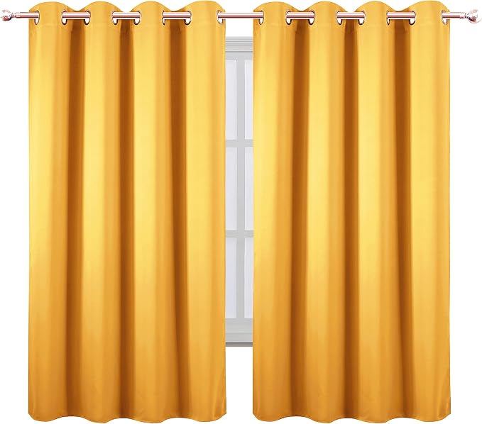 LEMOMO Yellow Thermal Blackout Curtains/52 x 63 Inch/Set of 2 Panels Room - Image 2