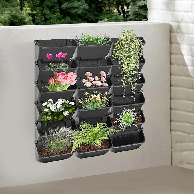 Vertical Wall Planter with 18 Pots, Hanging Garden Plant Flowerpot Holder - Image 5