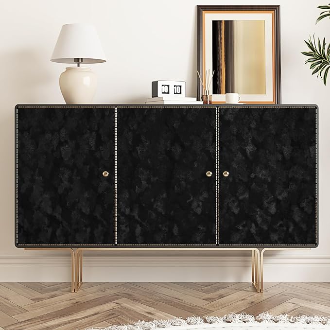 Wallercity Black Floral Velvet Peel and Stick Wallpaper Soft Flocking Fabric - Image 4