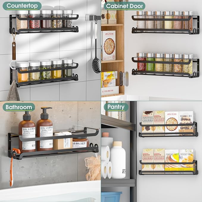 LUCYCAZ 2 Pack Wall Mounted Spice Rack - Image 8