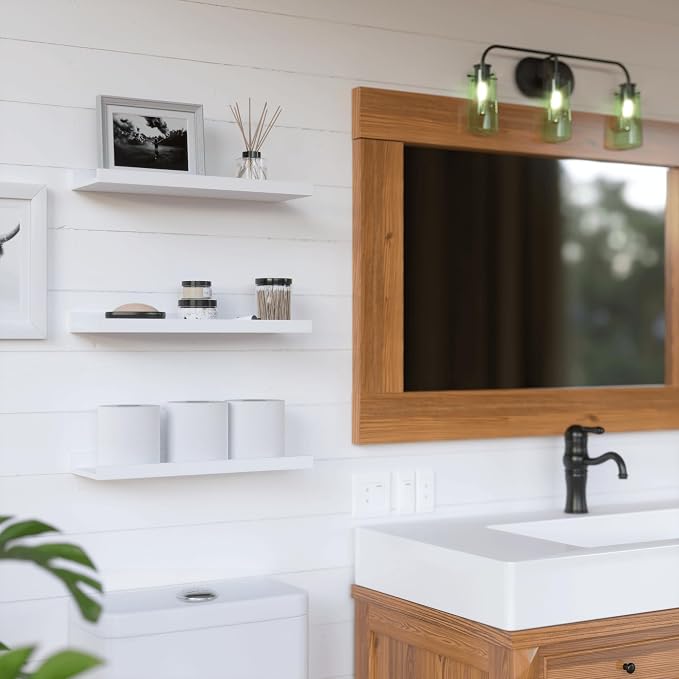 RICHER HOUSE 3 Set White Floating Shelves, 16 inches Wall Mounted White Shelves - Image 2