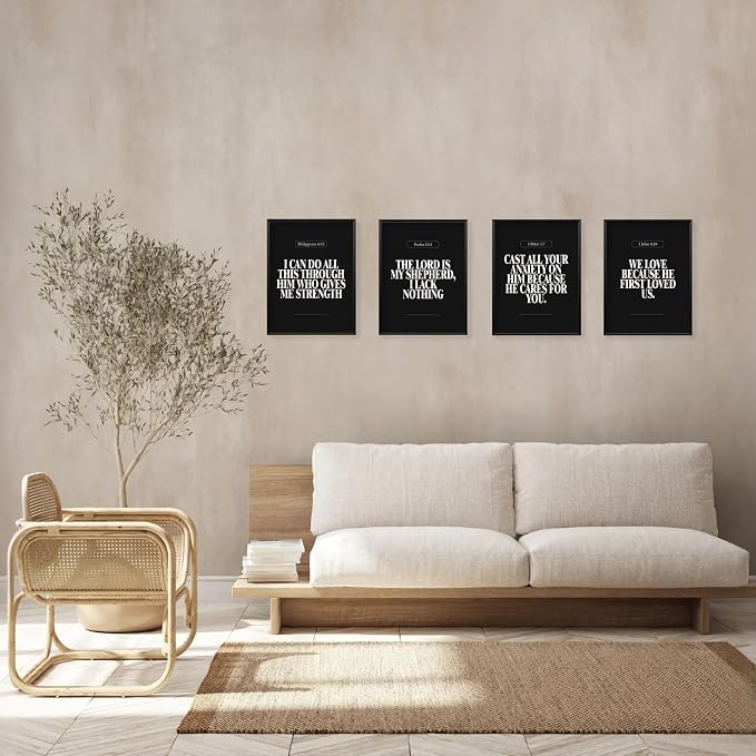 Locomiss Black Christian Wall Art Decor Posters, Minimalist Jesus Scripture - Image 4