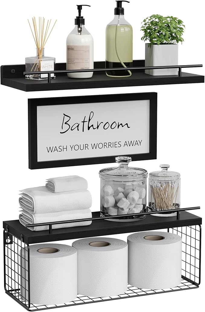 WOPITUES Floating Shelves for Wall Decor Sign, Bathroom Organizers and Storage by WOPITUESOfficial