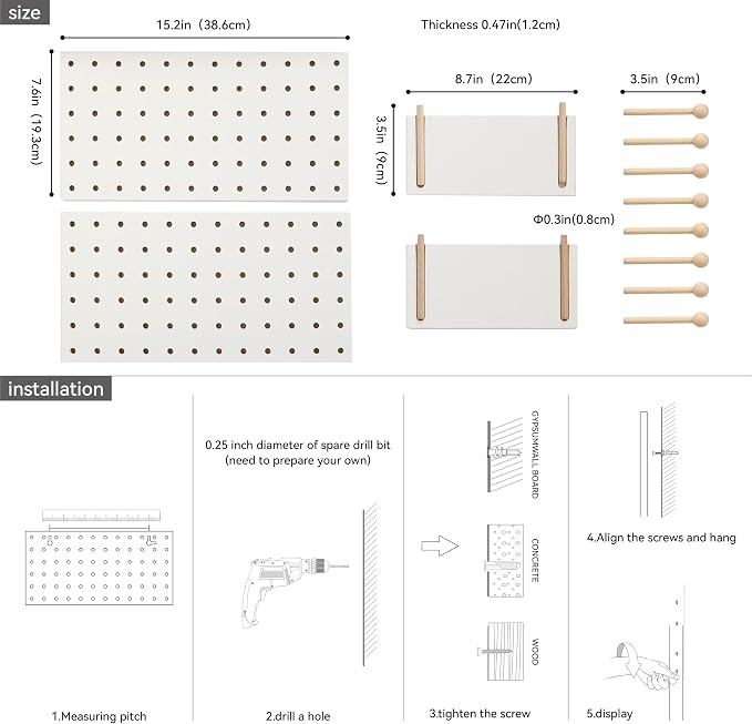 Wooden Pegboard Accessories Set: Modular Wall Hooks & Shelf - Image 5