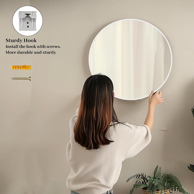 Sunniry White Round Mirror 24 inch, 2 Pack White Circle Mirror, Round Bathroom - Image 5