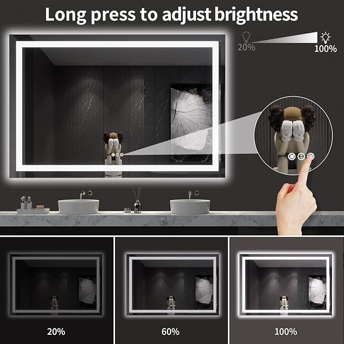 LOAAO 60X40 LED Bathroom Mirror - Image 4