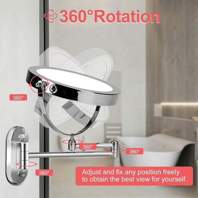 FUNTOUCH 5000mAh Rechargeable Wall Mounted Lighted Makeup Vanity Mirrors - Image 4