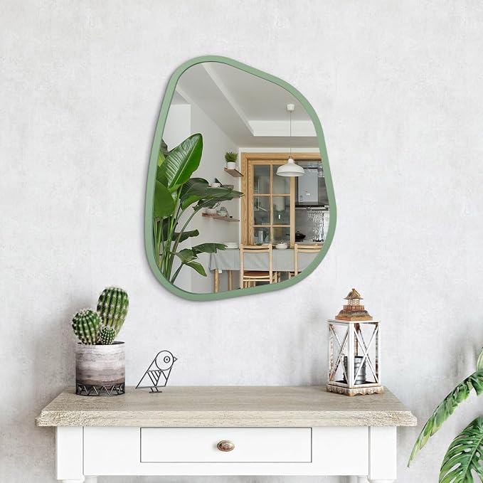Asymmetrical Mirror for Wall Irregular Wood Frame Modern Unique Wall Mirror - Image 4